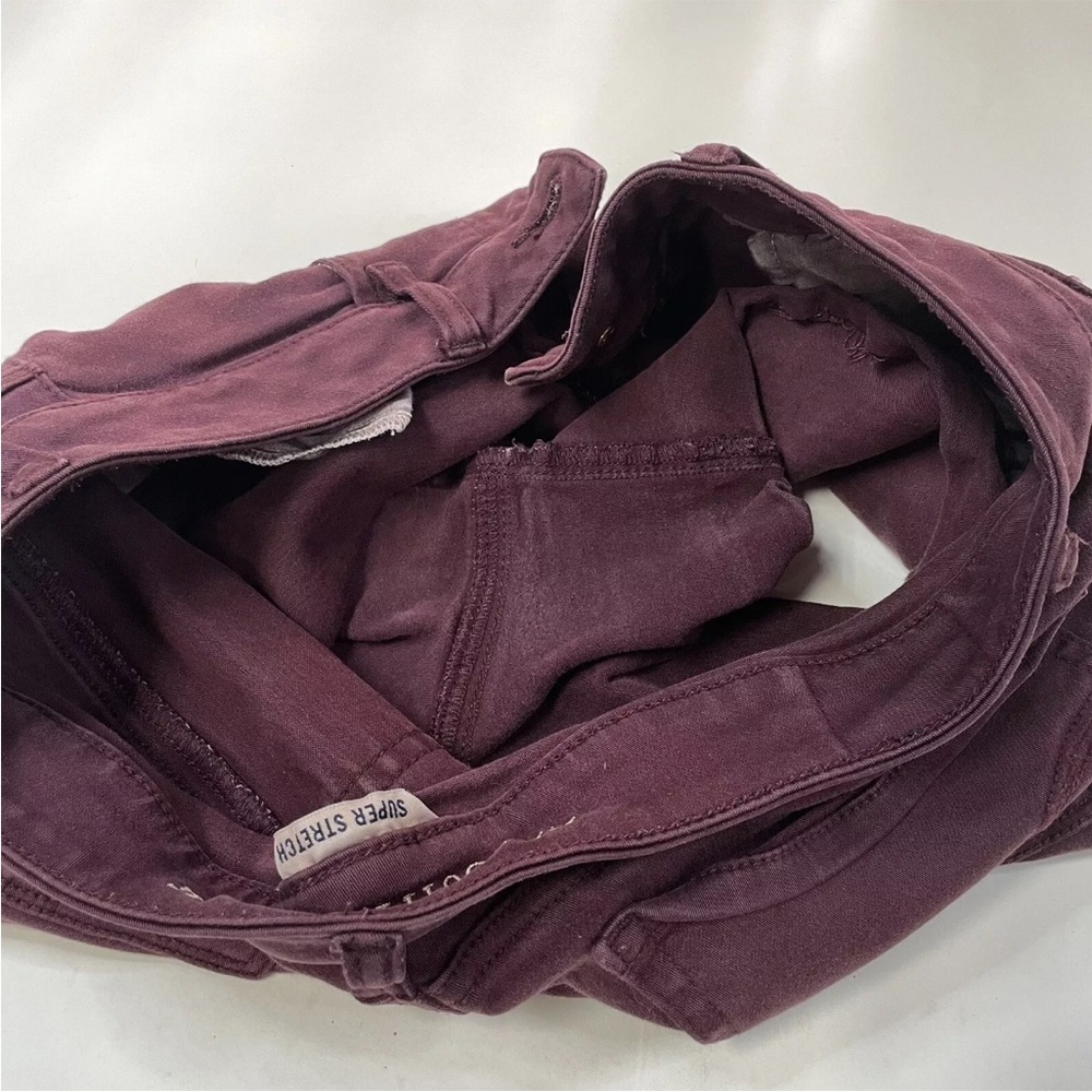 Y2K American Eagle Women Size 12 Hi Rise Shortie Shorts Jean Purple Stretch 0474 - Picture 7 of 9